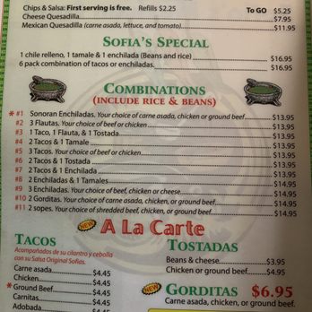 Sofia's Mexican Food - Menu - Mexican Near Me - Gila Bend, Arizona