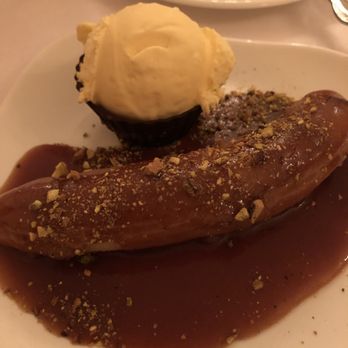 Meson Sabika - Fried banana, caramel sauce, vanilla ice cream dessert -- yum! - Tapas Bars Near Me - Naperville, Illinois Meson Sabika - Fried banana, caramel sauce, vanilla ice cream dessert -- yum! - Tapas Bars Near Me - Naperville, Illinois