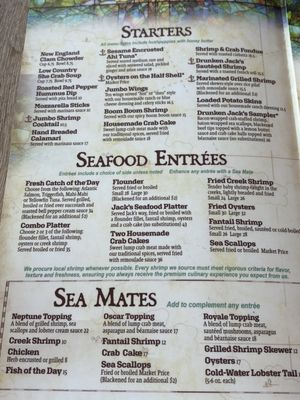 Menu photo 1 Drunken Jack's Restaurant & Lounge Murrells Inlet, SC Menu photo 1 Drunken Jack's Restaurant & Lounge Murrells Inlet, SC
