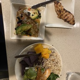Flatbread, chicken, rice avocado