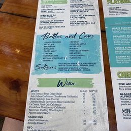 Bar menu, side 1 Bar menu, side 1
