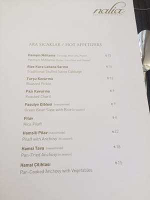 Menu photo 1 Nalia Istanbul, 34 Menu photo 1 Nalia Istanbul, 34