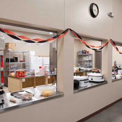 Phillips Memorial Hall - Large kitchen area with plenty of room to move around and prep food.