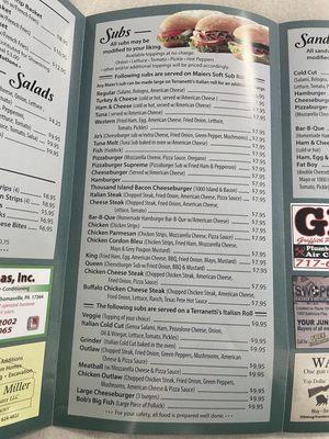 Menu photo 3 Sub Stop  New Oxford, PA