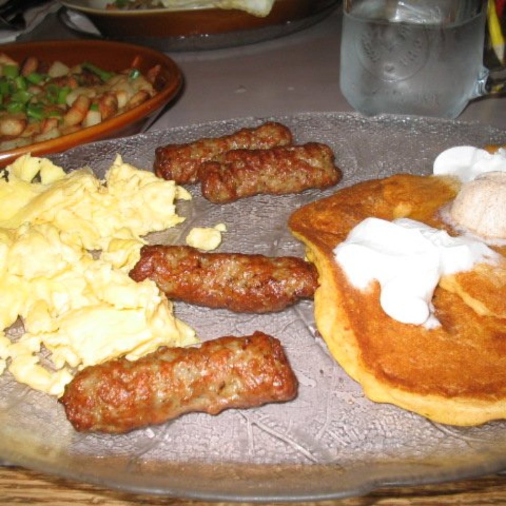 Egg Harbor Café - pumpkin pancakes with eggs, sausage, and seasoned potatoes - Breakfast & Brunch Near Me - Naperville, Illinois Egg Harbor Café - pumpkin pancakes with eggs, sausage, and seasoned potatoes - Breakfast & Brunch Near Me - Naperville, Illinois