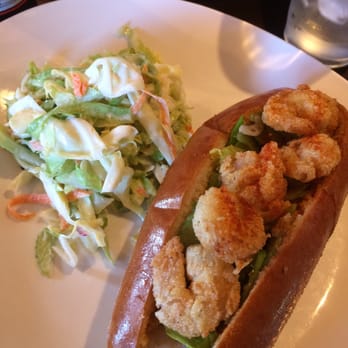 Bar Bocce - Po Boy Shrimp Sandwich with a side of coleslaw .  Nice buttery crunchy bread! Easily consumable... - Pizza Near Me - Sausalito, California