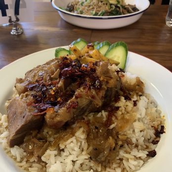 Rangoon Bistro - Pork belly curry with pickled green mango salad - Burmese Near Me - Portland, Oregon Rangoon Bistro - Pork belly curry with pickled green mango salad - Burmese Near Me - Portland, Oregon