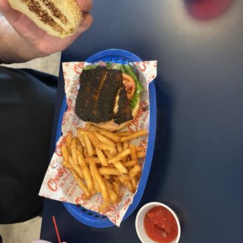 Cheeky's - Blackened grouper with fries. Delicious!! - Seafood Near Me - St. Petersburg, Florida