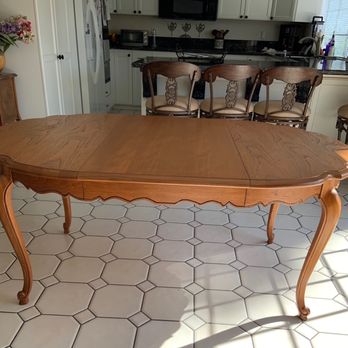 Shomron Construction - Gorgeous dining table refinished with a new custom crafted leaf - General Contractors Near Me - Brea, California