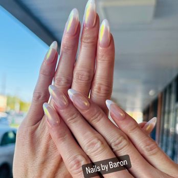 Modish Nail Spa - Almond shaped pink chrome nails and white French tip - Nail Salons Near Me - Conshohocken, Pennsylvania Modish Nail Spa - Almond shaped pink chrome nails and white French tip - Nail Salons Near Me - Conshohocken, Pennsylvania