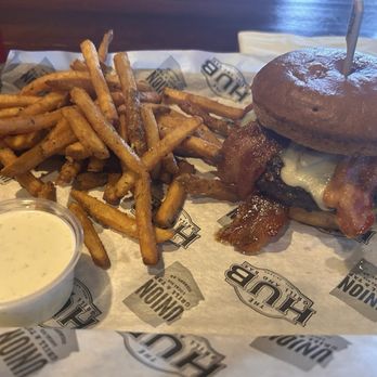 The Hub Grill and Bar - Gluten Free Holy Bacon Batman, garlic fries and ranch. - Sports Bars Near Me - Mesa, Arizona The Hub Grill and Bar - Gluten Free Holy Bacon Batman, garlic fries and ranch. - Sports Bars Near Me - Mesa, Arizona