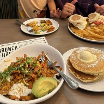 Brunch House - Southern scram (add avocado), buttermilk pancakes and brunch sliders - Breakfast & Brunch Near Me - Grand Rapids, Michigan