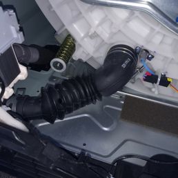 Hole in drain tube under machine. Hole in drain tube under machine.
