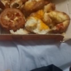Little Caesars Pizza - No sauce and over cooked hard as a rock rock food