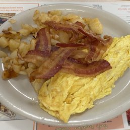 2+ eggs with bacon,home fries and toast 2+ eggs with bacon,home fries and toast