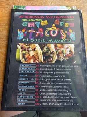 Menu photo 1 El Oasis Taqueria Lincoln, RI Menu photo 1 El Oasis Taqueria Lincoln, RI