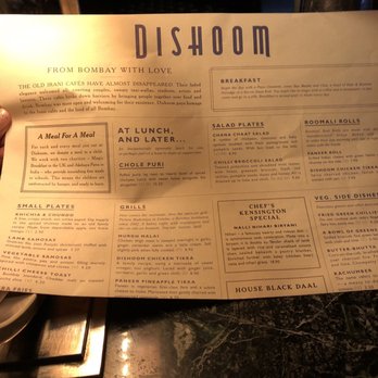 Dishoom - 1/2 of menu - Indian Near Me - Kensington, XGL Dishoom - 1/2 of menu - Indian Near Me - Kensington, XGL