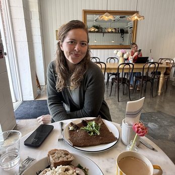 The Yellow Table Café - The kale salad with chicken, buckwheat crepes (savory) and the best coffee - Cafes Near Me - Nashville, Tennessee