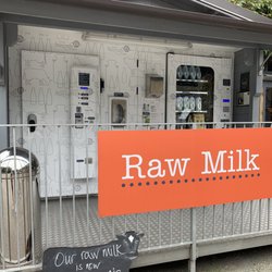 Low Sizergh Barn Farm Shop Tearoom - Raw milk vending machine and self serve bottle refill station.