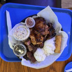 Hafa Adai Fiesta Food - Lunch Plate 3 Choice (smoked pork, sweet pork,& chicken)
