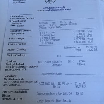 Mühle - Our bill for three - German Near Me - Binzen, BW