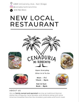 Menu photo 6 Cenaduria Mi Ranchito San Diego, CA