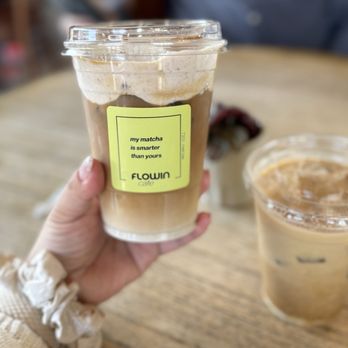 Flowin Cafe - Banana Cream Latte w/ Oat milk SeaSalt Caramel Latte w/ Oat milk - Coffee & Tea Near Me - Los Angeles, California