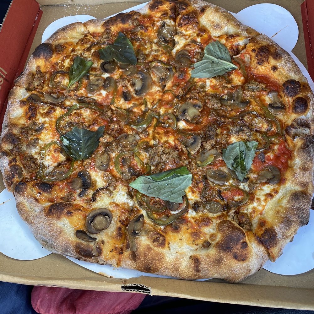 Pizza Lupo - Make your own 17 inch large with spicy sausage, mushrooms and green pepper - Pizza Near Me - Pittsburgh, Pennsylvania Pizza Lupo - Make your own 17 inch large with spicy sausage, mushrooms and green pepper - Pizza Near Me - Pittsburgh, Pennsylvania