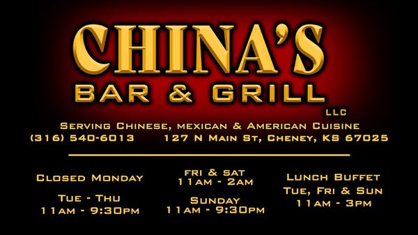 China's Bar & Grill LLC. by null