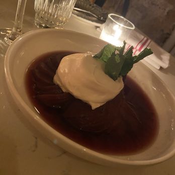 Cordial - Red wine poached pears - American Near Me - New York, New York