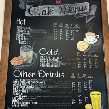 Cafe De Olla - Hot drink menu August 2023 - American Near Me - Monrovia, California