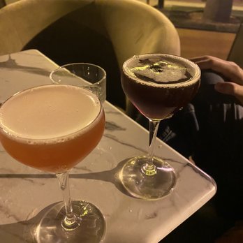 Rocks & Drams - Right to left: Queen Bee and Espresso Martini on Nitro - Cocktail Bars Near Me - Ventura, California