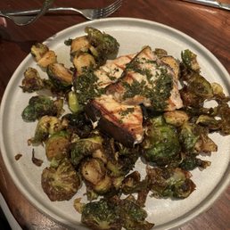 Swordfish with Brussel Sprouts. Fish was a little dry. Swordfish with Brussel Sprouts. Fish was a little dry.