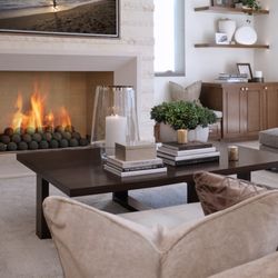 One Way Painting - Interior House Painting Job with Fireplace, textured walls and cabinets.