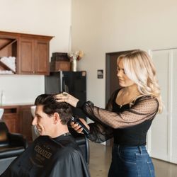 The Blonde Barber - The Blonde Barber at work