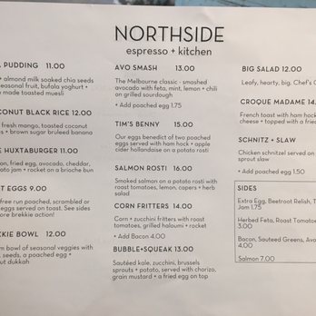 NORTHSIDE Espresso + Kitchen - Lunch menu - Cafes Near Me - Kingston, Ontario