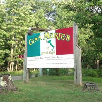 Gina Marie's - a sign in front of a forest - Italian Near Me - Florence, Wisconsin Gina Marie's - a sign in front of a forest - Italian Near Me - Florence, Wisconsin