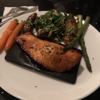 Lalla Grill Oceanside - Cedar Plank Salmon and Split Rib Eye the Salmon plate was wayyyyy better. - Seafood Near Me - Monterey, California