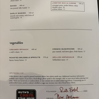 Ruth's Chris Steak House - Menu as of 4/27/24 - Steakhouses Near Me - Garden City, New York Ruth's Chris Steak House - Menu as of 4/27/24 - Steakhouses Near Me - Garden City, New York