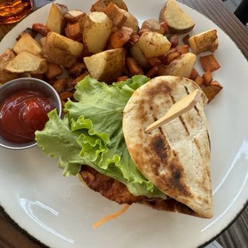 Stoneacre Garden - Chickpea Vegetable Burger, Side Homefries - Bars Near Me - Newport, Rhode Island Stoneacre Garden - Chickpea Vegetable Burger, Side Homefries - Bars Near Me - Newport, Rhode Island