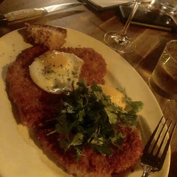 Gilt Bar - Pork Schnitzel with an egg on top! - New American Near Me - Chicago, Illinois