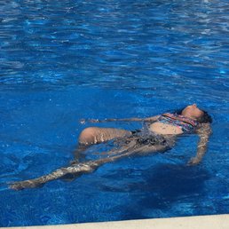 Relaxing at the main pool