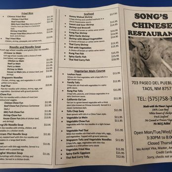 Song's Asian Restaurant - Menu 10/2025 - Asian Fusion Near Me - Taos, New Mexico Song's Asian Restaurant - Menu 10/2025 - Asian Fusion Near Me - Taos, New Mexico