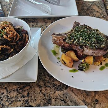 Deluxe 1717 - Brussel sprouts and pork belly. Pork chop - American Near Me - Pasadena, California