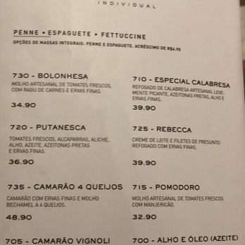 Vignoli - Menu-- pasta - Pizza Near Me - João Pessoa, PB