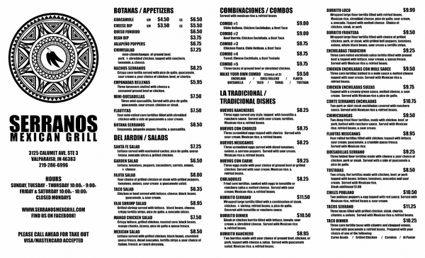 Menu photo 4 Serranos Mexican Grill Valparaiso, IN Menu photo 4 Serranos Mexican Grill Valparaiso, IN