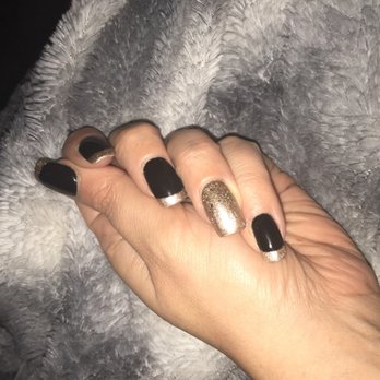 Nail Rendezvous - Black with gold French tips - Nail Salons Near Me - Brookfield, Wisconsin Nail Rendezvous - Black with gold French tips - Nail Salons Near Me - Brookfield, Wisconsin