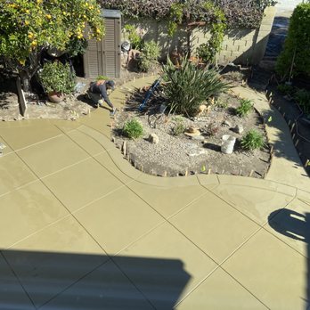 Ramirez Concrete - Backyard in process of Diamond pattern and border. - Masonry/Concrete Near Me