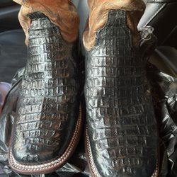 Eagle Stone Shoe Repair - Black Lucchese Caiman boots after Eagles stones great work!!!