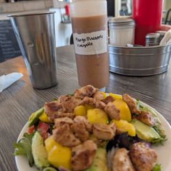 Tiny's Burger Barn - Mango pineapple salad with chicken.